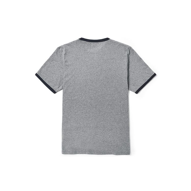 Timberland Color Block Collar Logo Print Short Sleeve T-Shirt Men Tops Gray A2B86052