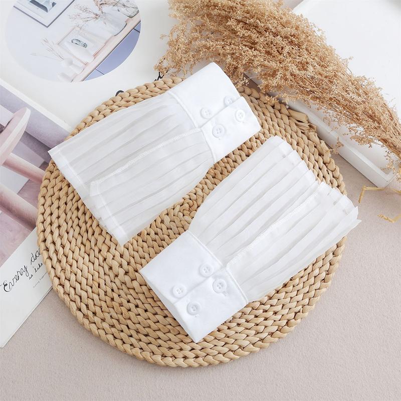 White Lace Ruffles Decoration Cuff Wrist Warmer Ladies Romantic Wristband Fashion Shirt Sweater Detachable Pleated Sleeves