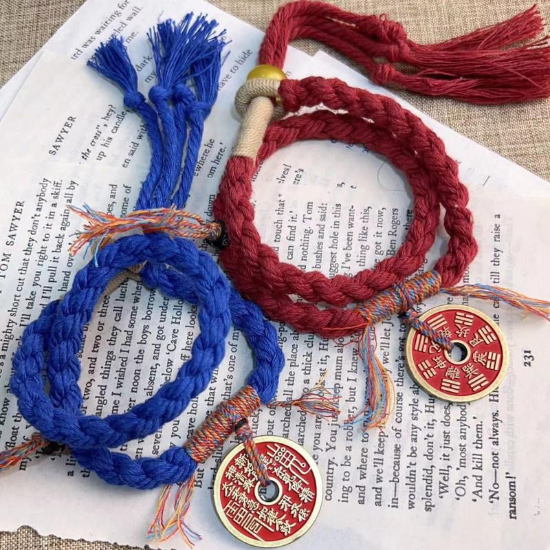 Chinese Mountain Ghost Spend Money Bracelet National Wind Tibetan Hand Woven Couplelucky Red Bracelets Bang Rope Bangles