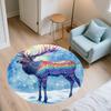 Colorful Deer,Round Area Rug,Carpet Rug for Living Room Bedroom Sofa Playroom Decor,Non-slip Floor Mat