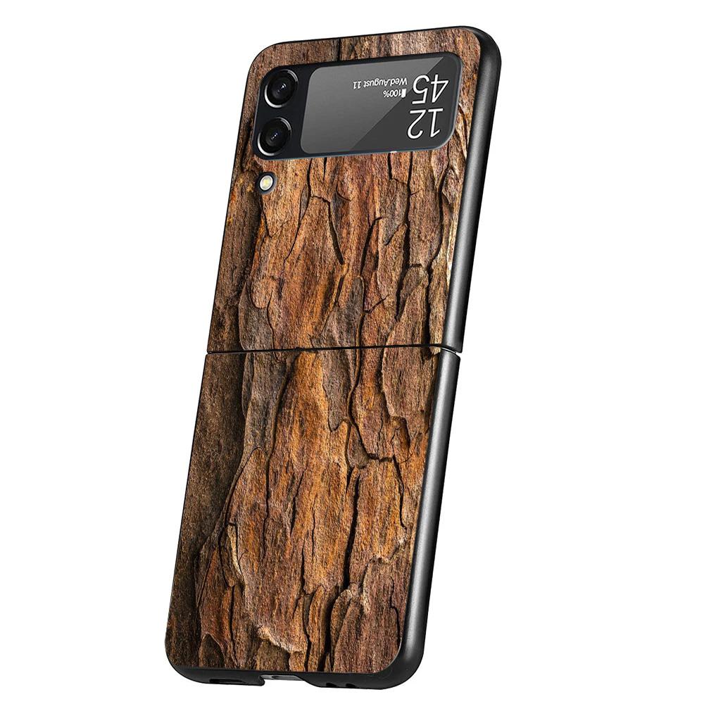 Wood Wooden Pattern Cover Phone Case For Samsung Galaxy Z Flip 7 6 5 4 3 5G Flip7 Flip6 Flip5 Flip4 Flip3 Black Fundas Shell Gal