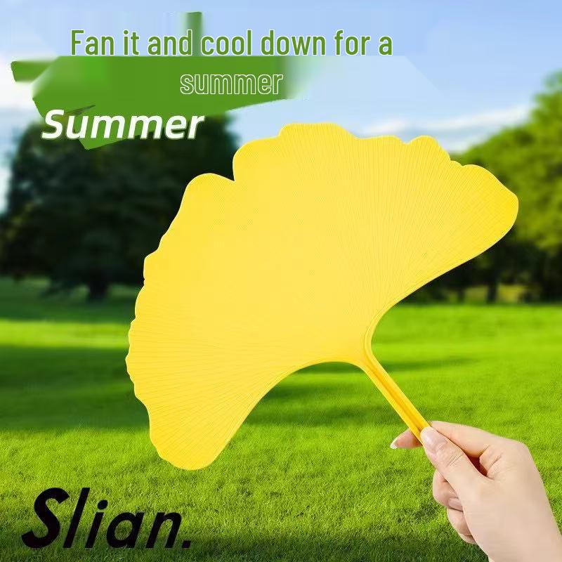 Apricot Ginkgo Leaf Rattan Fan: Durable, Portable, Anti-drop, Artistic Hand-Cranked Fan - 2025 New Style for Summer.