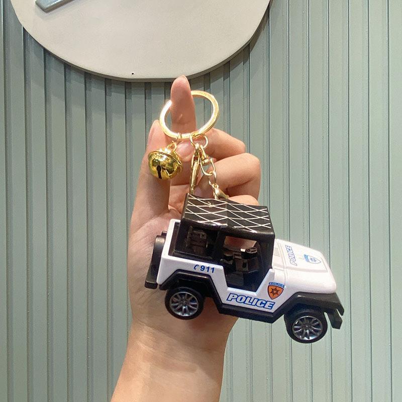 Creative Miniature Police Car Backpack Car Keychain Cute Model Keyring Toy