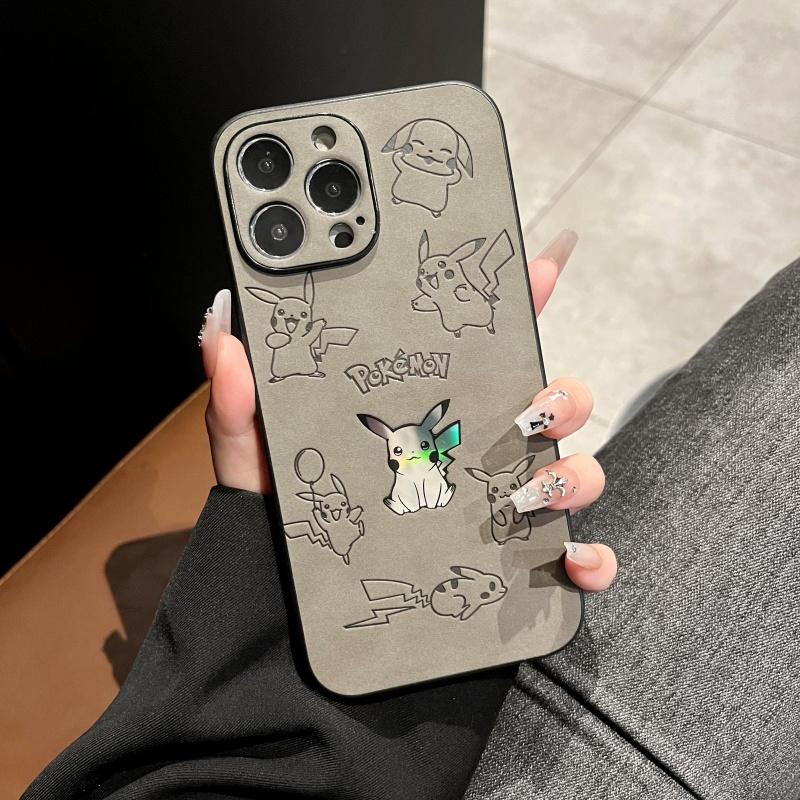 Japonia Anime P-Pokemon P-Pikachus Pokrowiec na Telefon dla iPhone 12 13 14 15 16 17 Pro Max Plus 11 16plus Air Laser Wytłaczany Skórzany Pokrowiec