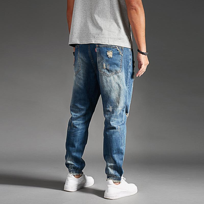Jeans da uomo Moda Slim con strappi Tendenza Pantaloni larghi a nove punti Slim Harlan Coulisse Taglie forti