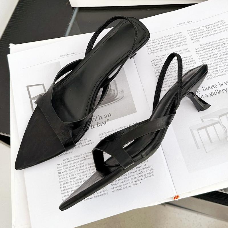 Fashion New Pointed Toe Women Sandals Mid Heels Leopard Open Toe Slide Sandals 2025 Summer New Designer Fashion Thin Heel Party Shoes