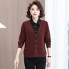 2025 Spring/Fall Two-Piece Collar Long Sleeve Top for Middle-Aged and Elderly Women