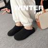 Grape Mother Autumn and Winter New Bag Head One Pedal Thermal Cotton Shoes Plush Half Slippers Women Wear Autumn and Winter