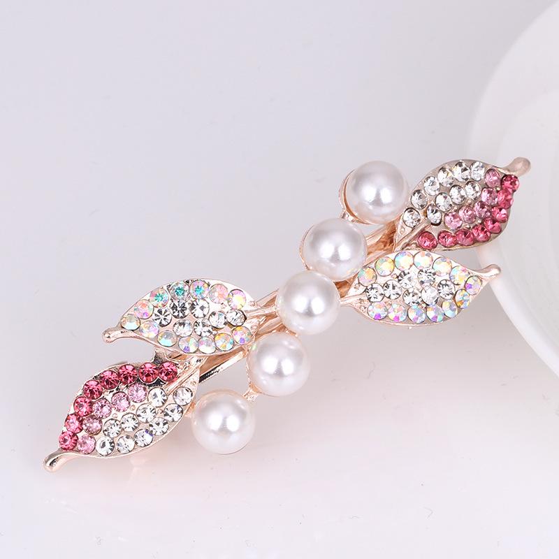 Colorful Pearl & Rhinestone Flower Bow Hair Clip