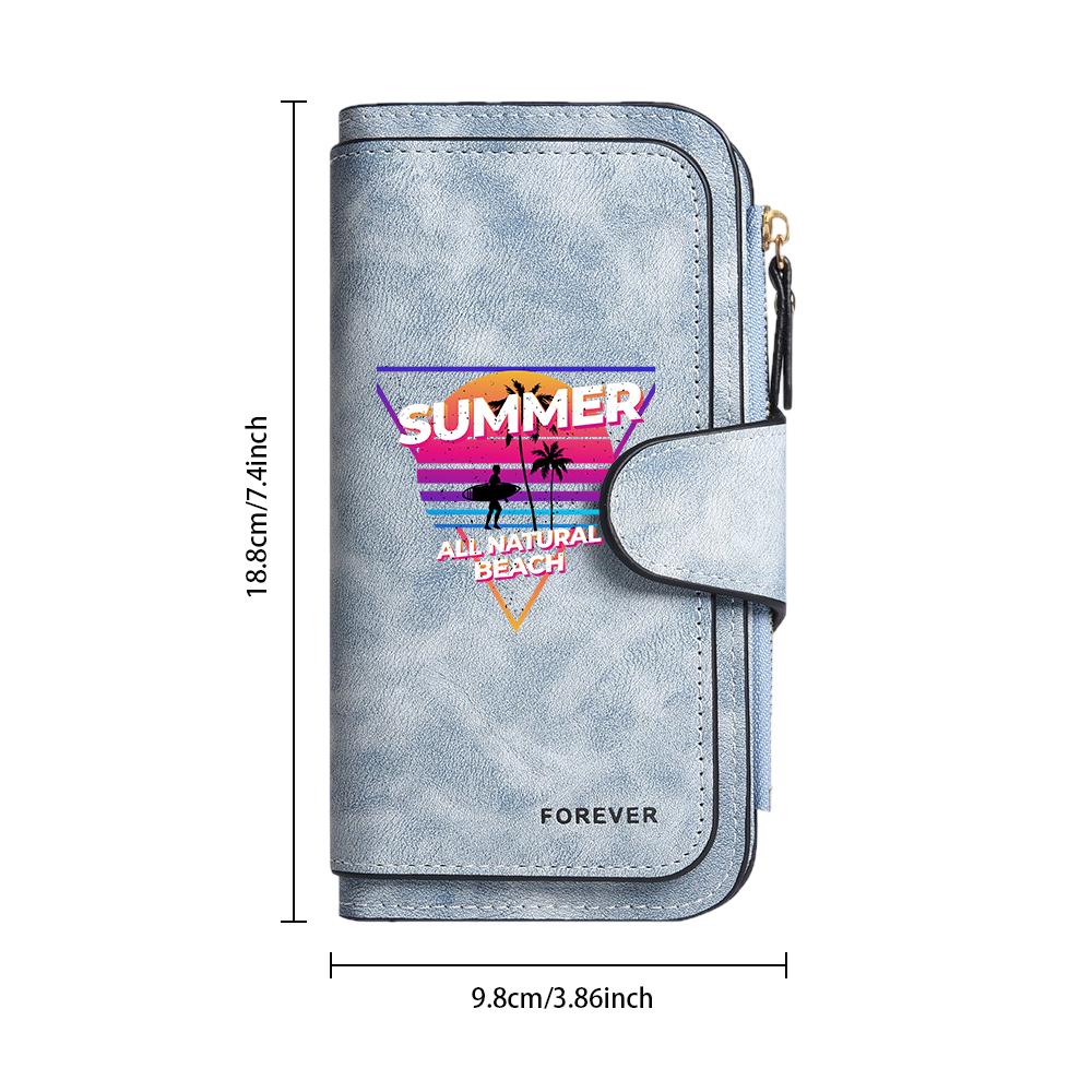 Vintage Summer Beach Long Wallet Fashion Multi Card Slot Zipper Purse