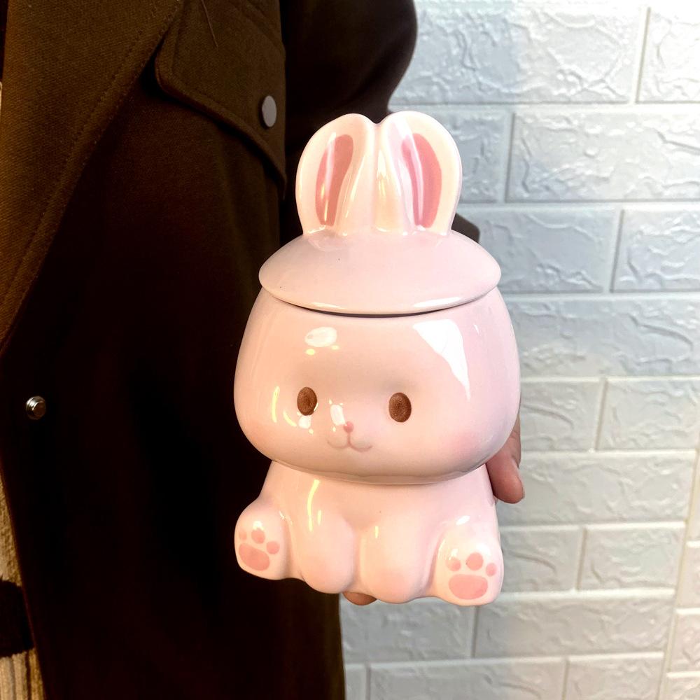 Niedlicher Keramikbecher im INS-Stil, kreative Kawaii-Hasen-Kaffeetasse, Paartasse, Frühstücks-Milchtee-Becher, Valentinstagsgeschenk
