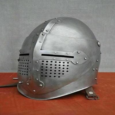 18GA SCA Medieval Knight Templar Helmet Solid Steel Armor Great Helmet