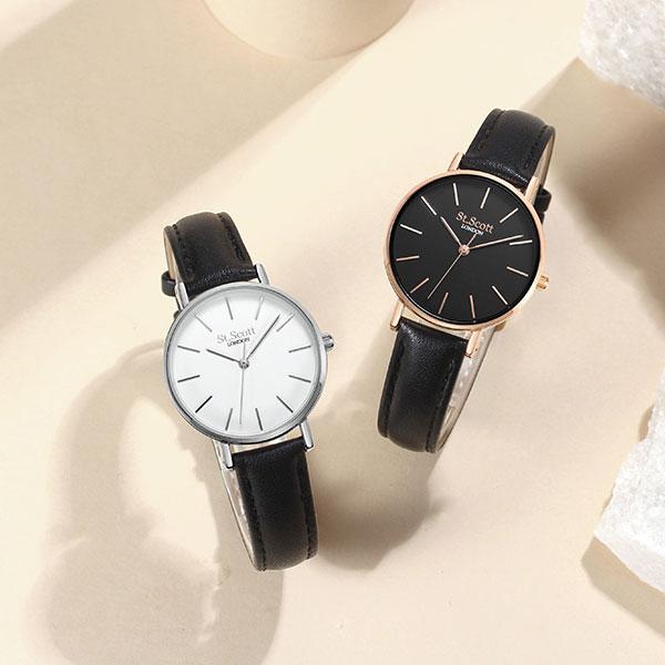 Seinteuseukoteuleondeon Grain Classic Couple Watches - Silver Black / St7011-Swbk