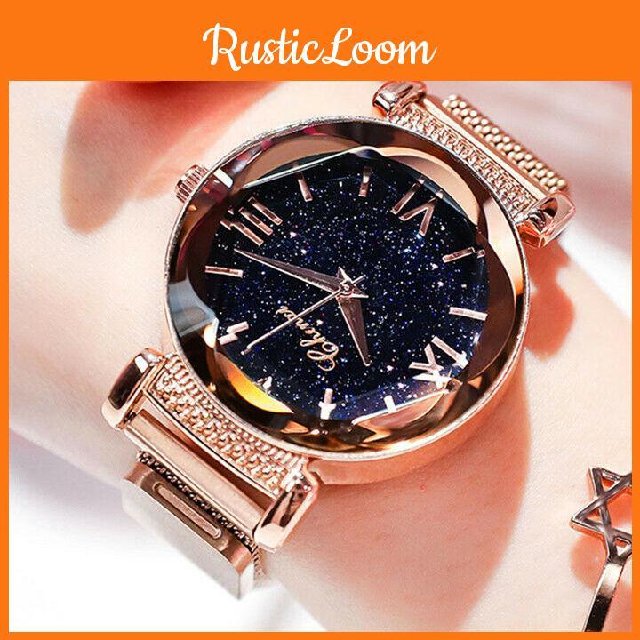 Fashionable Womens Bracelet Watch With Timeless Starry Sky Design And Alloy Case