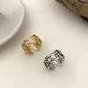Fashion Simple Gold/Silver Color Adjustable Mens Ring Vintage Geometric Link Chain Open Finger Ring for Women Punk Party Jewelry