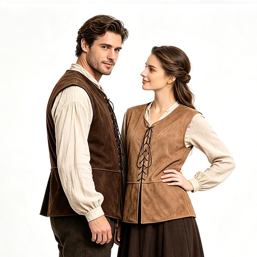 Medieval Costume Vest Pirate Costume Renaissance Retro Sleeveless Vest Gothic-style Cosplay Couples Clothing Halloween Costume