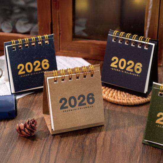 Mini Desk Calendar 2026 Standing Flip Small Desktop Calendar Jan.2026 to Dec 2026 12 Monthly Calendar with Twin-Wire Binding for Home Office School