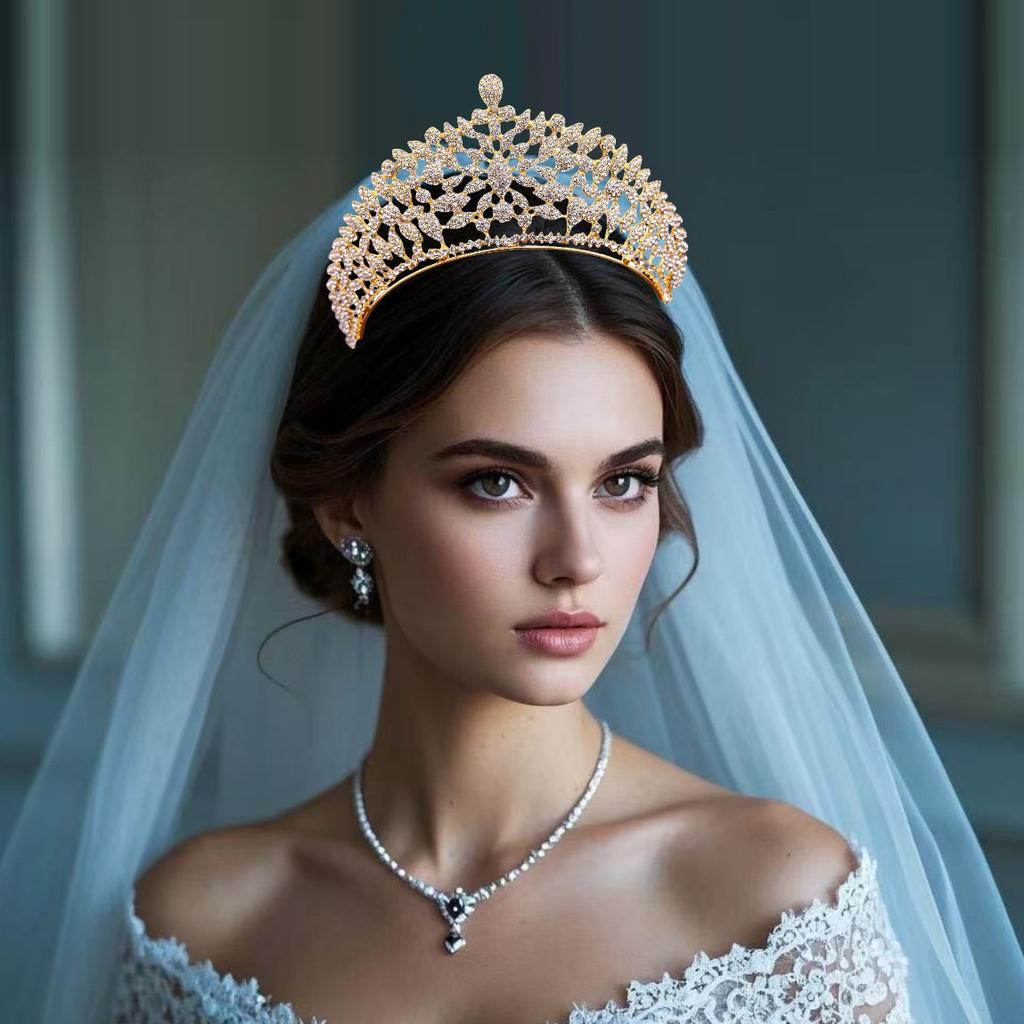 Europeisk och amerikansk kronhuvudbonad Grand Water Diamond Brudklänningskrona Håraccessoar Aftonklänningsstil Halvcirkel Hårkrona Accessoar