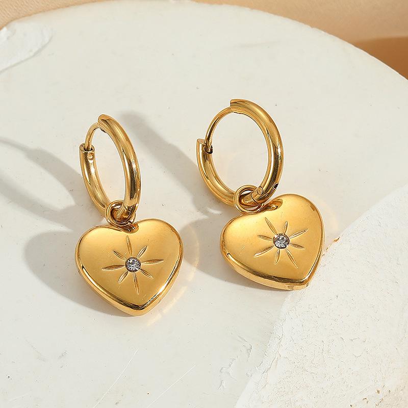 316L Stainless Steel Fashion Sparkling Zircon Love Women's beautiful and comfortable earrings