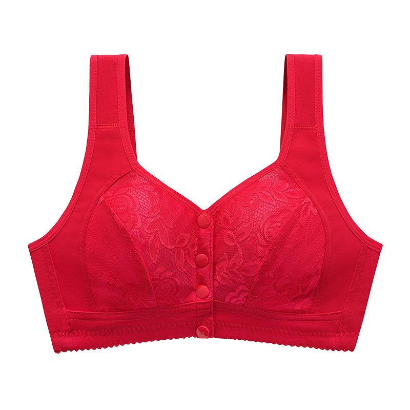Fashion Middle-aged and Elderly Front Buckle Vest Type Mother Underwear Women's Comfortable Bra Large Size No Steel Ring Bra