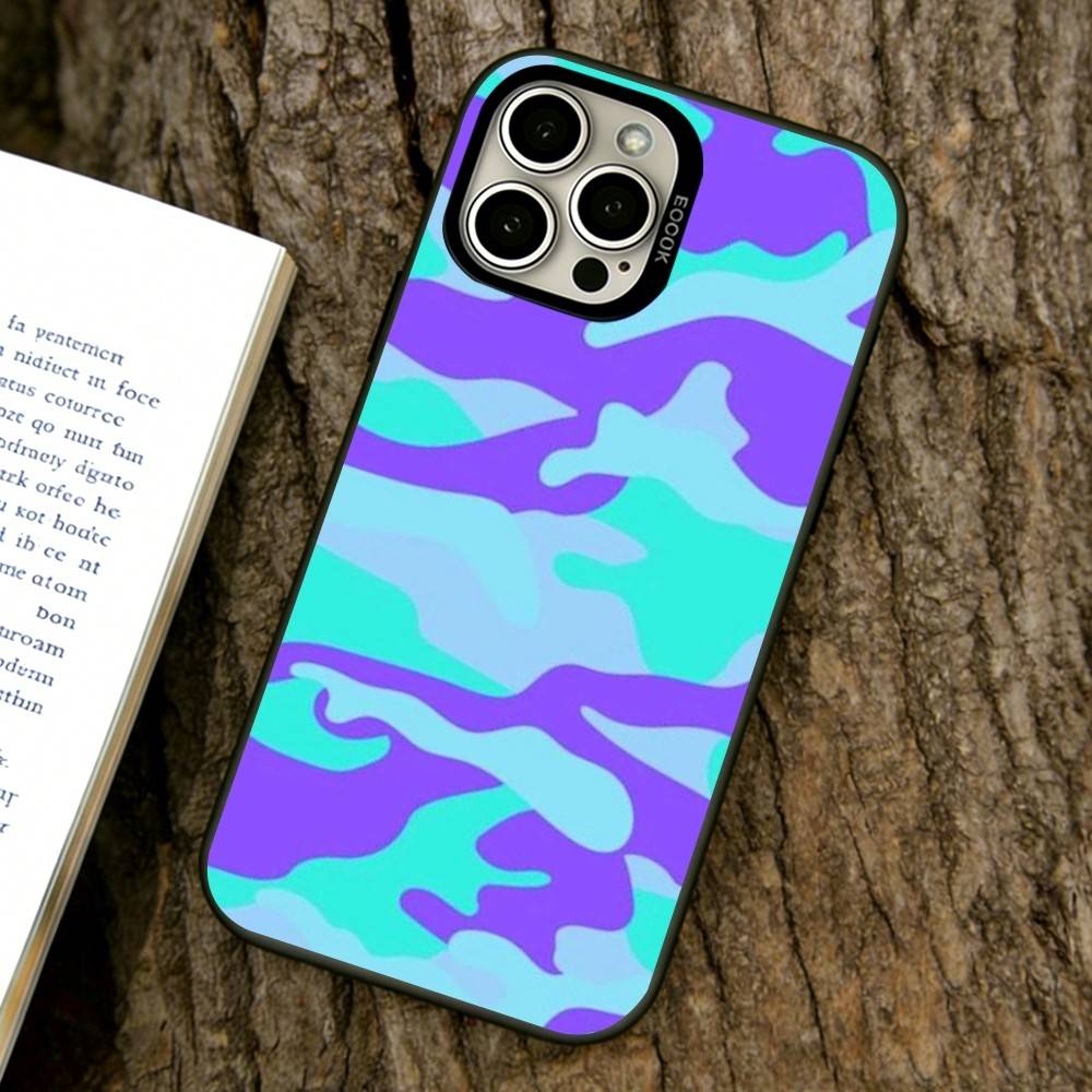 Bright Camouflage Pattern Phone Case For iPhone 17,16,15,14,13,12,11 Plus,Pro Max,XS,Colorful Silver Phone case Funda Cover