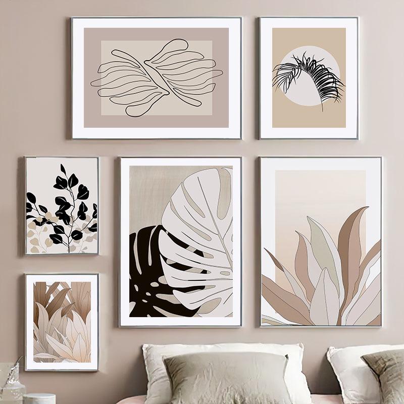 Abstract Minimalism Monstera Leaves Wall Art Posters Prints Nordic Canvas Painting Bar Hotel Wall Pictures For Living Home Decor