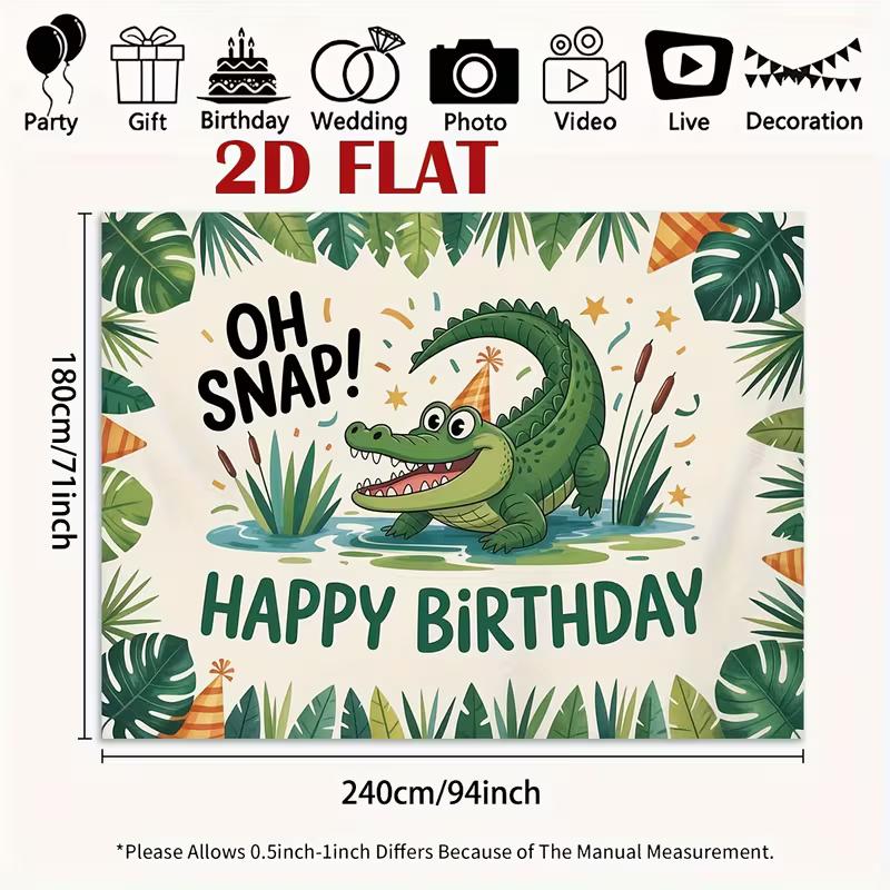 2D Crocodile "Oh Snap!" Happy Birthday Photography Background Cloth
