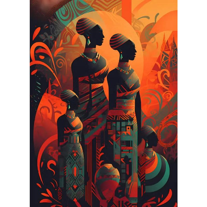 African Artwork Posters Abstract Elegant Nature Women Canvas Painting HD Print Wall Art Pictures for Living Room Home Decoration