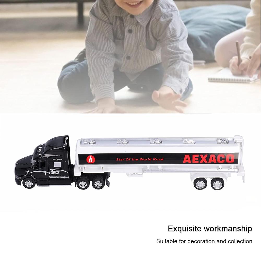 1/48 LKW-Anhänger-Spielzeug, Öltanker-LKW-Spielzeugfahrzeug aus Legierung, abnehmbares Öltransportfahrzeug mit Rückziehfunktion, mit Ton und Licht für Kinder