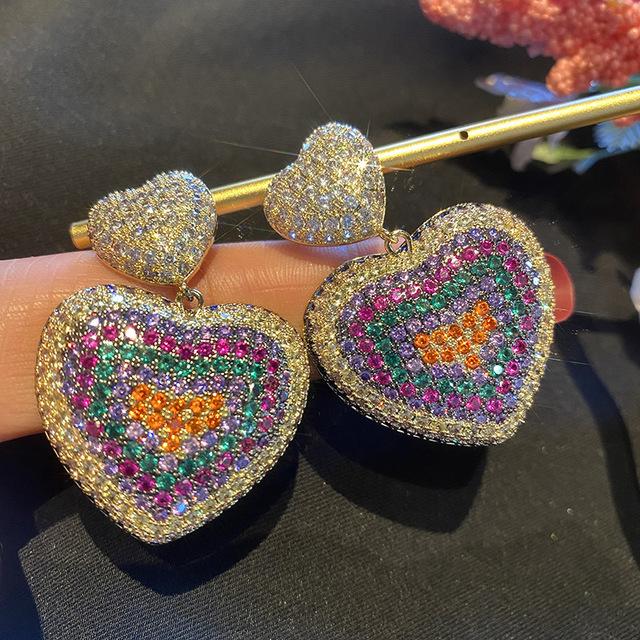 

Роскошные серьги-гвоздики из серебра 925 пробы в форме сердца для женщин, градиентные серьги-гвоздики в стиле поп, женские висячие серьги, прекрасный подарок, вечерние украшения