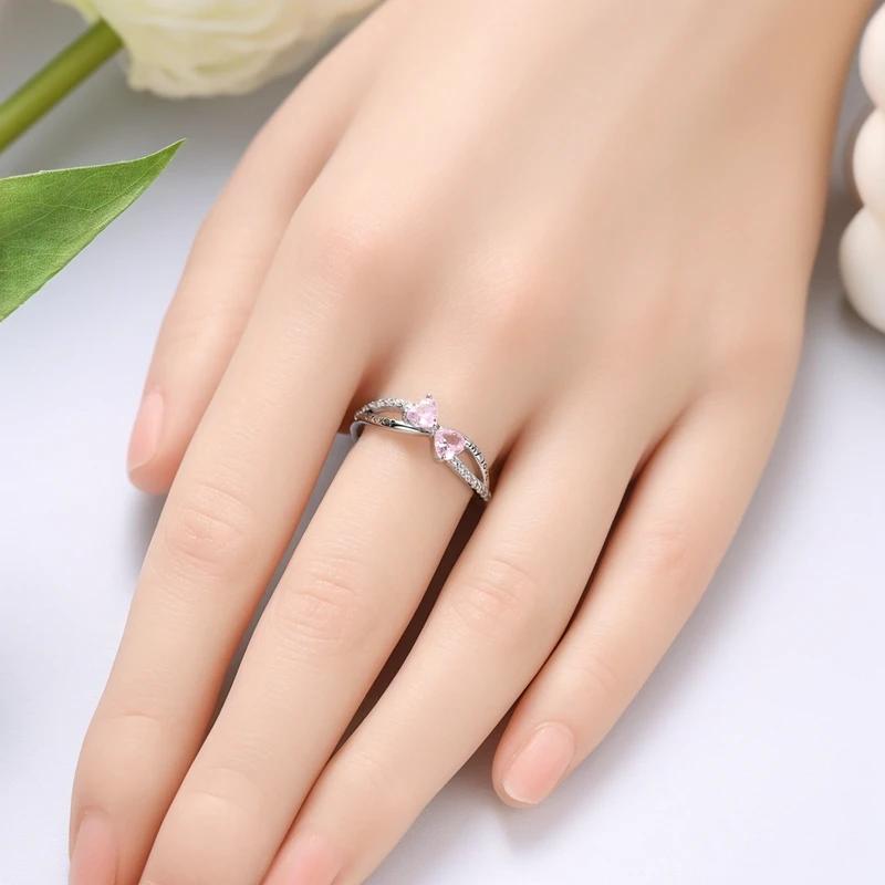 925 Sterling Silver Women Rings Forever My Love Pink Zirconium Ring Wedding Rings for Engagement Jewelry Anniversary Gift
