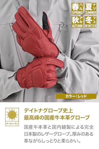 Daytona Motorcycle Gloves, Summer, Winter, Autumn, Spring, Leather (Cowhide), Made in Japan, Smartphone Compatible, Reinforced Pads, Externally Stitch