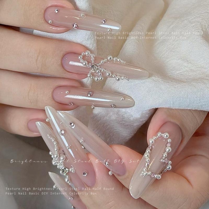 12 Grids Mixed Pearl Nail Art Decorations Flat Bottom Nail Charms 3D Diy Nail Art Rhinestones Manicure Accessory