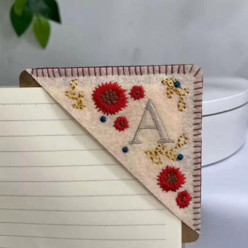 4Pcs Four Seasons Hand Embroidered Corner Bookmark 4 Styles Flower Letter Bookmarks for Girls Ages