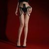 Sexy Women Open Crotch Hollow Out Pantyhose Oil Glossy Shiny Dot Sexy Tights Thin Sheer See Through Maid Dance Stocking