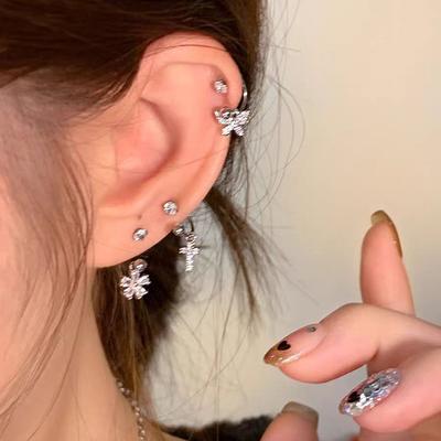 Fashion Zircon Earrings U-shaped Ear Bone Studs For Women Exquisite Metal Jewelry Accessories