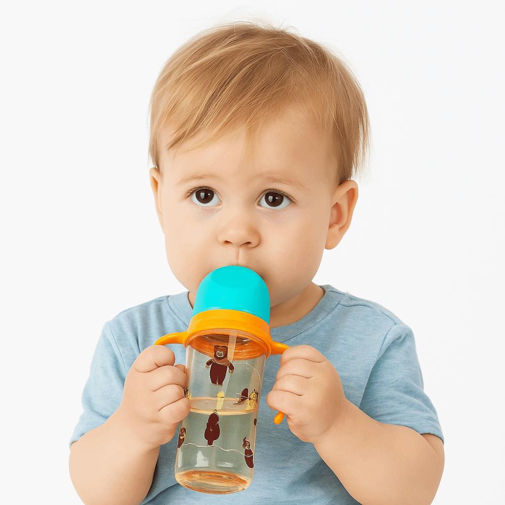 with Handle Baby Milk Bottle Cartoon Baby Drinking Cup Portable Baby Feeding Bottle  Travel