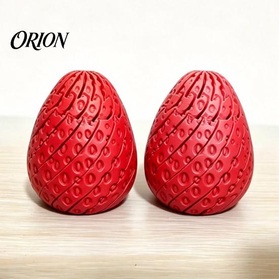 Strawberry Anxiety Reduction Toy 3D Printed Twisting Toy, Stress Relief Slippery Rotating Articulated Spiral Fruit Fidget for Home Decoration