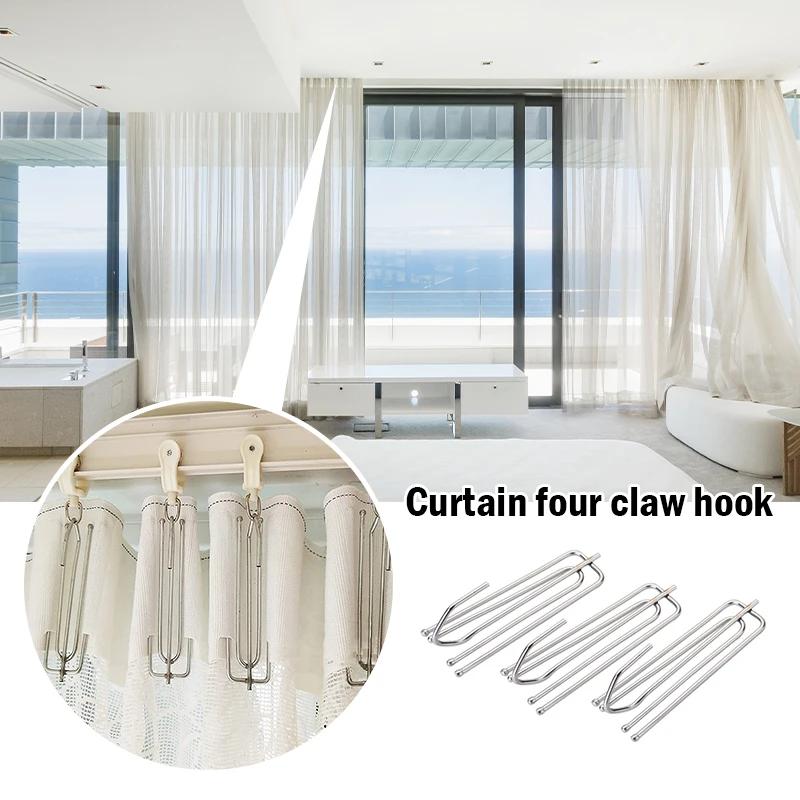 4Prong Curtain Hook Clip Shower Curtain Cloth Clamp Drapes Traverse Rod Slides Clasp Window Pleated Pinch Clip Curtain Tape Hook