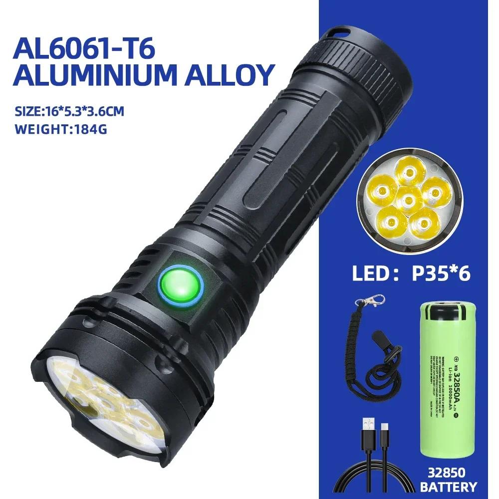 Super Bright Led Flashlight Rechargeable 5100LM Powerful Tactical Torch Lamp Use 32850 Battery Outdoor Emergency Camping Lantern
