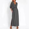 Spring/Summer High-Waisted V-Neck Slit Dress – European & American Fashion