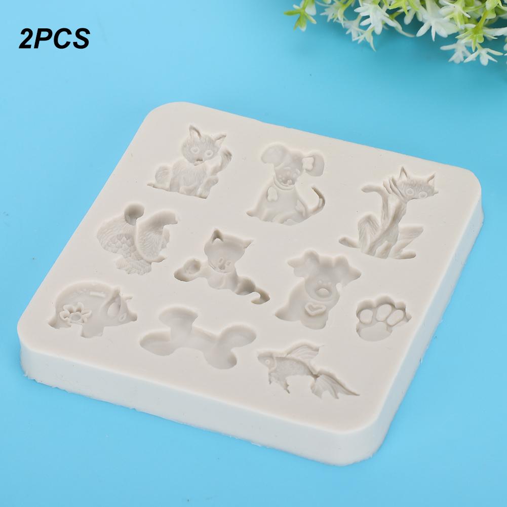 2PCs Silicone Mold   Hand Made Tool Cartoon Animals shape High Temperature Resistance(Gray )
