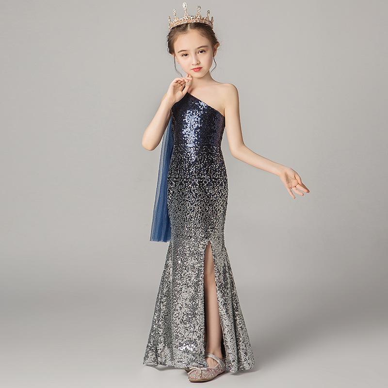 Children's Evening Dress Summer Girl Fishtail Girl Princess Dress Model Catwalk Host Piano Performance Dress