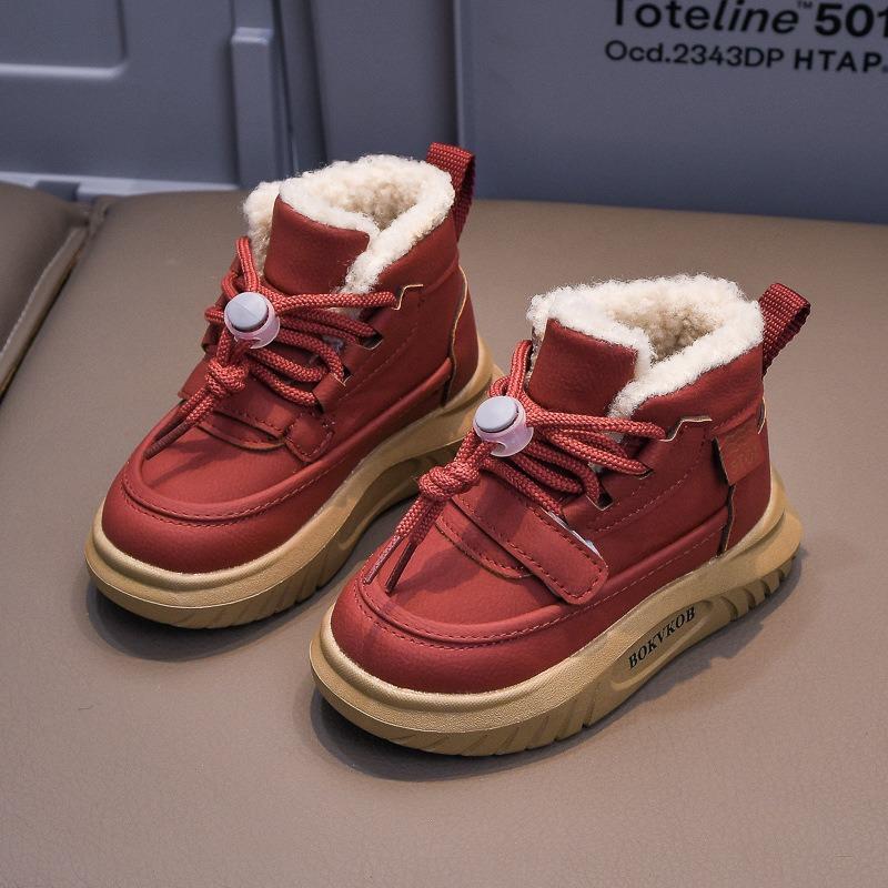 

Winter New Arrivals Kids & Children s Shoes, Unisex Thick Fleece-Lined Short Boots, Warm & Trendy Winter Boots. 21 красный