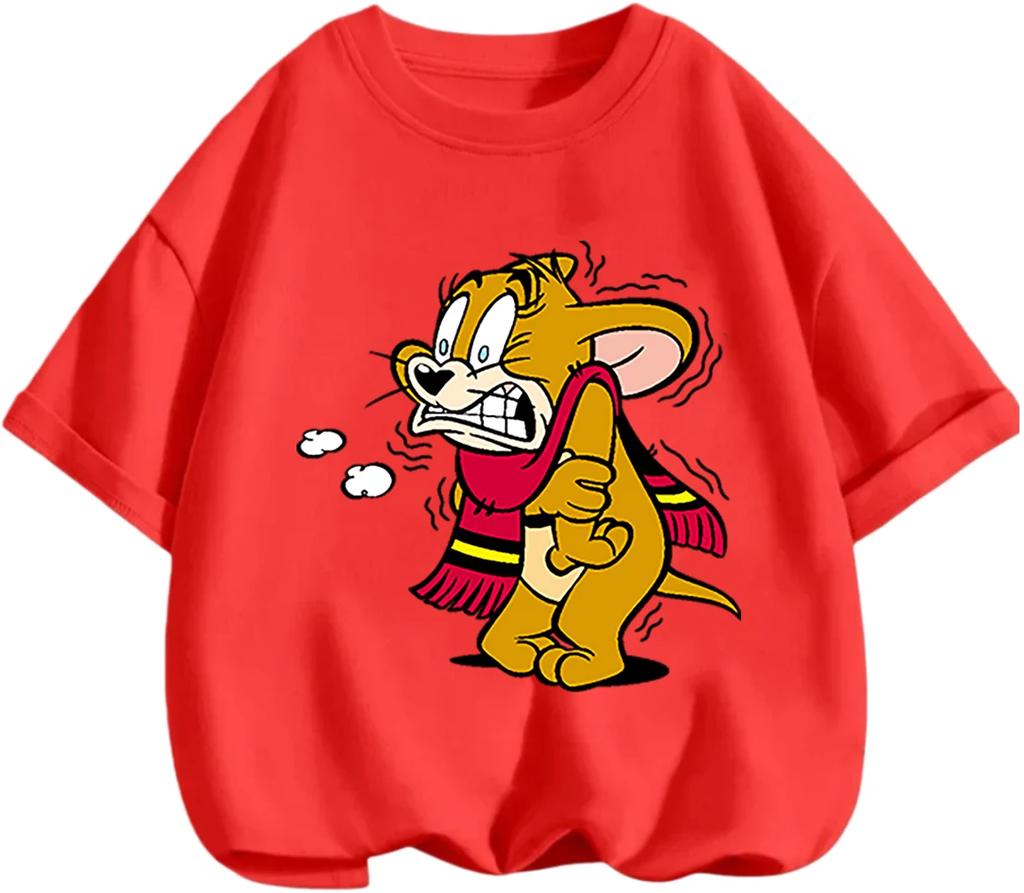 New Fashion Trend Tom And Jerry T Shirt Summer Casual Daily Tops Cartoon Print For Young Children