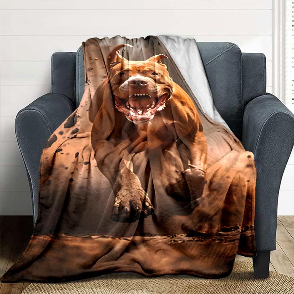 1pc dog running Throw Blanket Soft Flannel, Cozy All Season Polyester Perfect for Home, Office