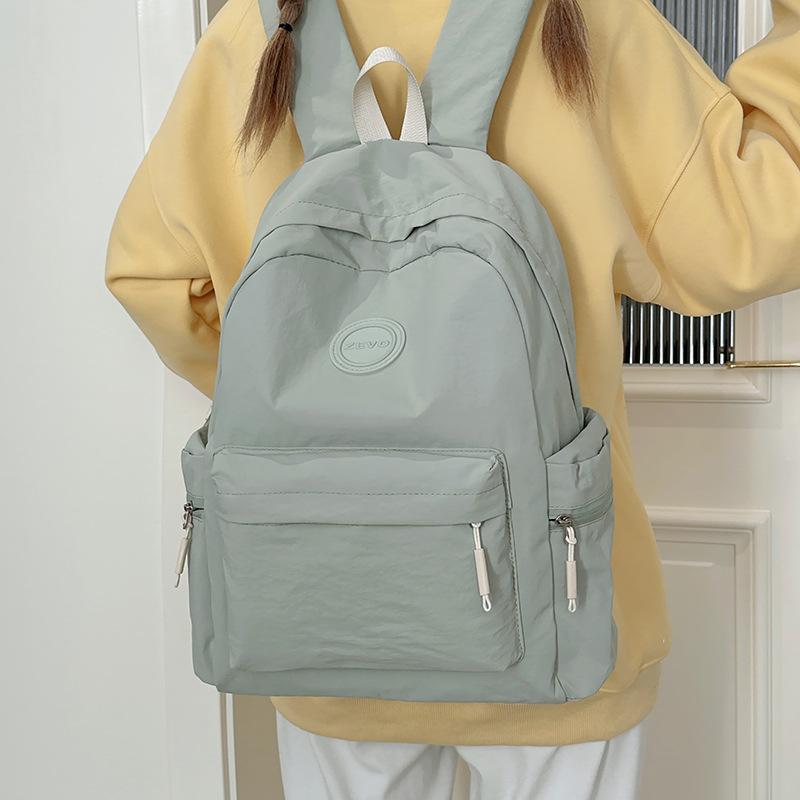 

Студенческий школьный рюкзак женский однотонный простой легкий водонепроницаемый вместительный рюкзак для отдыха рюкзак для старшей школы рюкзак для средней школы зелёный