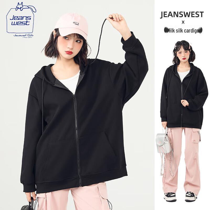 JEANSWEST CLUB Women's Lightweight Hooded Full-Zip Sweatshirt