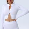 JYL Stand Collar Zipper Long Sleeve Yoga Slim Quick Dry Outfit Set