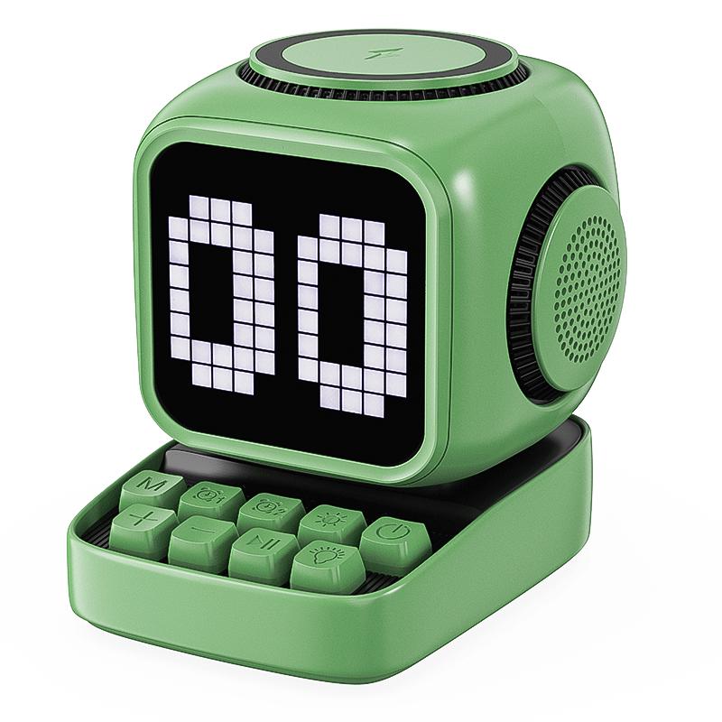 Little Magic Cube Smart Bluetooth Speaker with Magnetic Wireless Charger, Alarm Clock, White Noise, and Retro Design